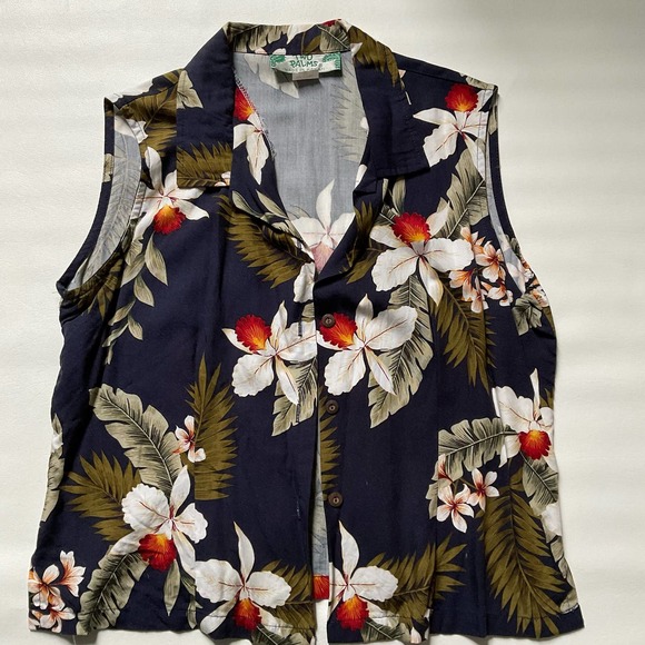 Two Palms - Floral Tropical Top Size M - Picture 1 of 4